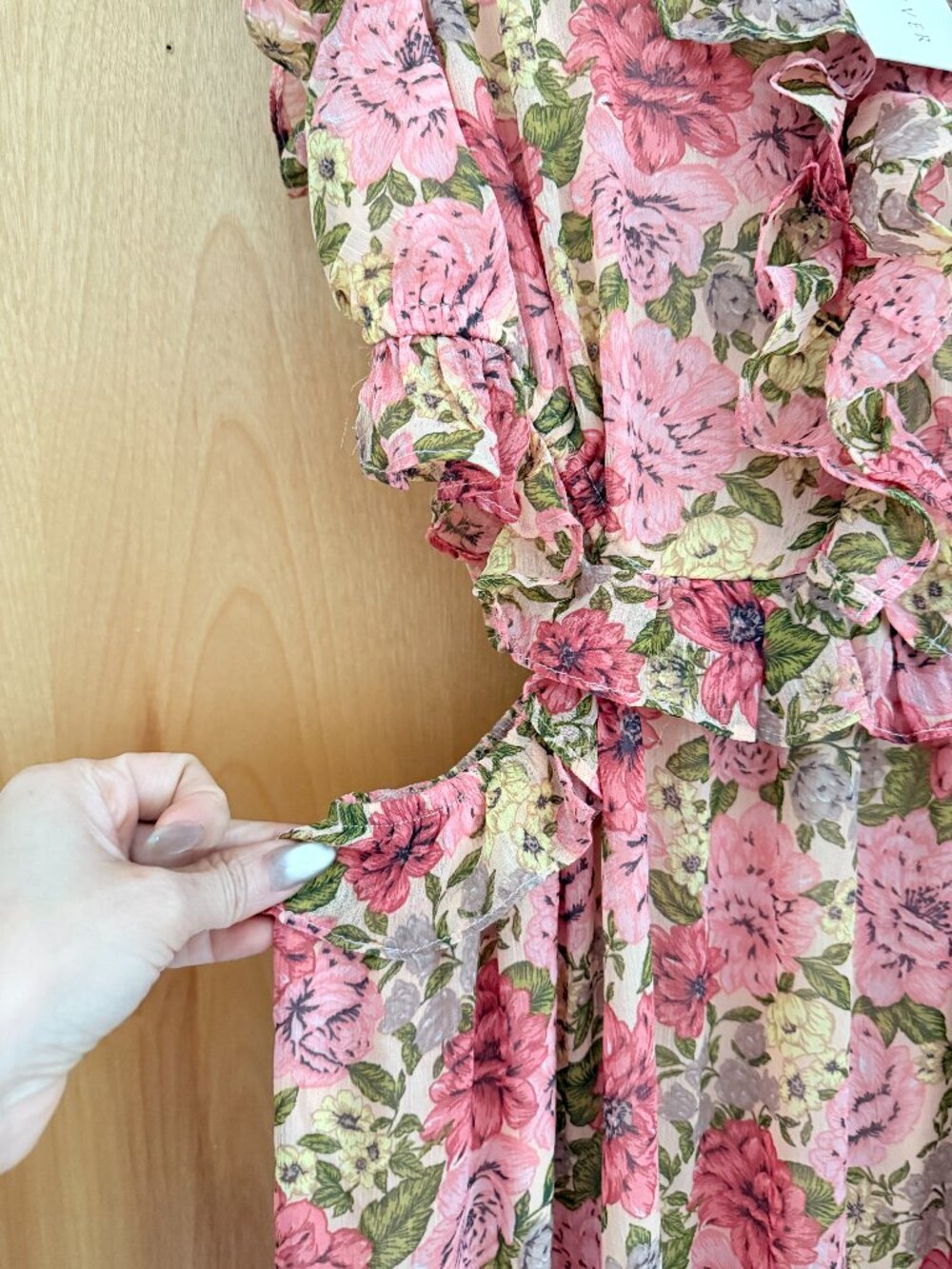 Moon River Floral Cut-Out Dress- Size Small